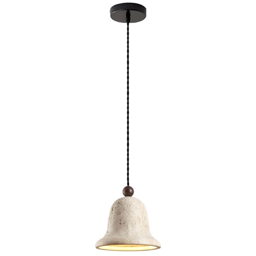 Suspension en travertin jaune rustique et wabi-sabi pour salle à manger