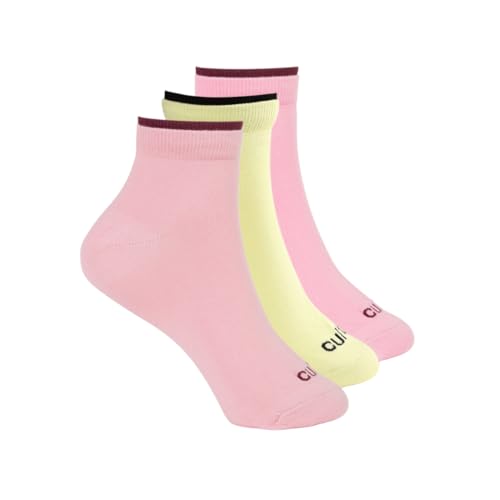 CULT Women's Cotton Socks – Ultra Soft, Breathable & Anti-Microbial – Ankle Length Casual & Sports Socks with Moisture-Absorbent Fabric, Superior Fit Technology & Durable Design Pack - 3
