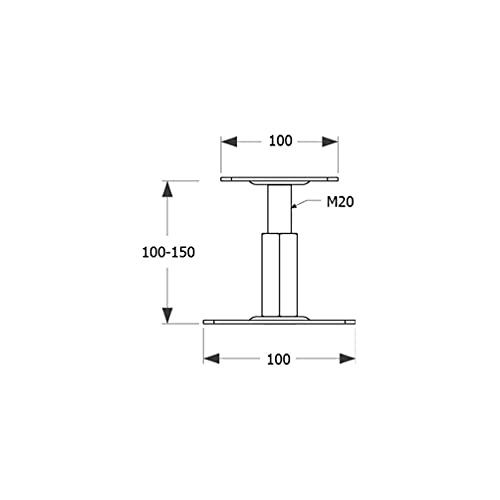 Galvanised 100-150mm Height Adjustable Elevated Post Base Support (Size: 100 x 100mm)
