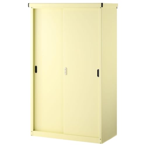 物置 屋外 大型 幅92.7×奥行50.4×高さ155cm 屋外倉庫 縦仕切り 収納庫 鍵付き スチール 家庭用収納庫 総耐荷重80kg クリームイエロー