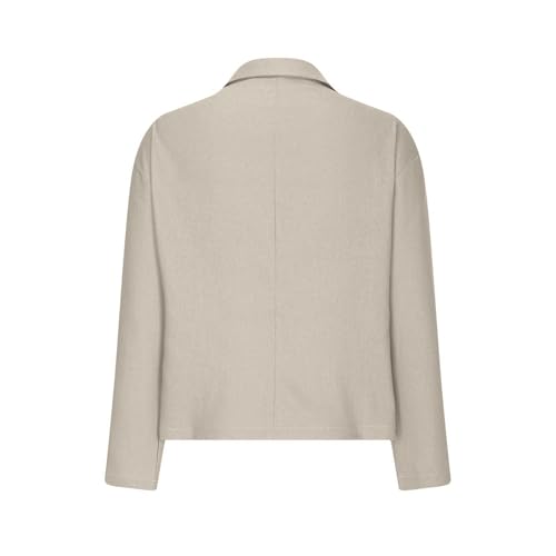 Women Cotton Linen Suit Coat Long Sleeve Cardigan Jacket Coat Lapel Loose Plain Suit Casual Soft Office Work Jacket4