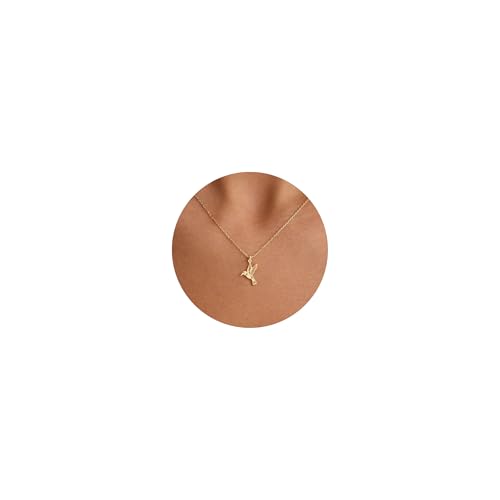 Plenky Gold Necklace -14K Gold Plated Hummingbird Necklace for Women Dainty Simple Jewelry Gifts