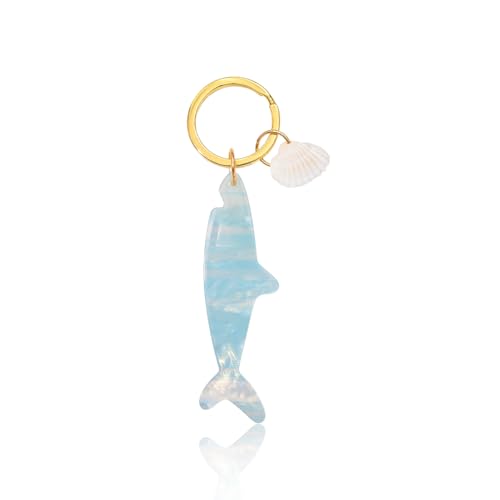Ocean Starfish and Shell Keychain, Pink Pearl with Gold Accents