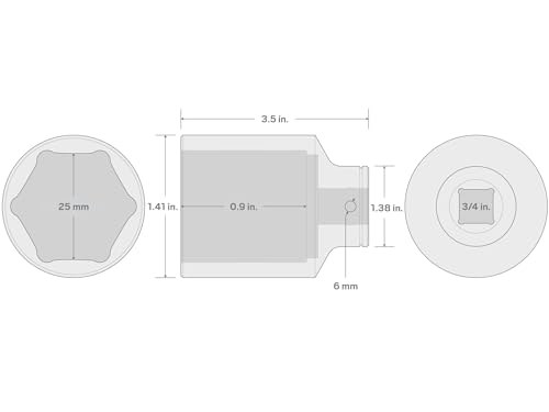 Image of TEKTON 3 /4 Inch Drive x 25 mm Deep 6-Point Socket | SHD33125