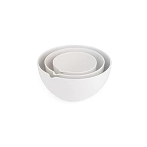 Nambe Duets Nesting Mixing Bowls, 3 Piece Set, Round Porcelain Prep Bowl, White, Kitchen, Cooking, and Baking Bowls, Easy Storage, Small, Medium, and Large, Dishwasher Safe