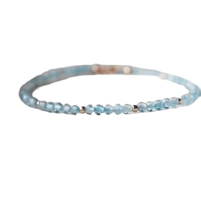 Topaze bleu ciel véritable bracelet de perles rondelles 2mm en pierres fines de joaillerie