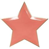 Just Artifacts Star Shaped Decorative Paper Plates 10in (24pcs) - Coral with Gold Foil Trim -...