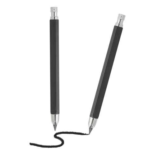 PATIKIL 2個 機械式鉛筆5.6mm 芯入れ機械式ホルダー大型自動プラスチックホルダー グラファイト鉛筆 描画アートスケッチ木工用シャープナー付き 黒