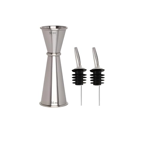 Image of Birdbrid Peg Measure with Pourer, Stainless Steel 30ml Liquor Peg Measurer with Bottle Pour Spout, Bar Tool for Spirits, Whiskey, Vodka, Alcohol, Leak-Proof, Easy Pouring (Japanese Jigger 2 Pourer)