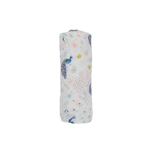 Image of Little Unicorn Deluxe Swaddle | Single | 100% Rayon Muslin from Bamboo | Super Soft | Newborns and Infants | Large 47 inch x 47 inch | Machine Washable (Peacock)