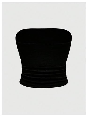 WDIRARA Women's Star Rhinestone Ruched Strapless Crop Tube Top Y2k Graphic Bandeau Tops2