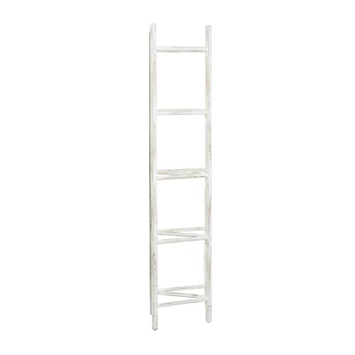 Deco 79 Wood 15 Rack Ladder With 3 Panels, 48" X 2" X 71", White #TOP6