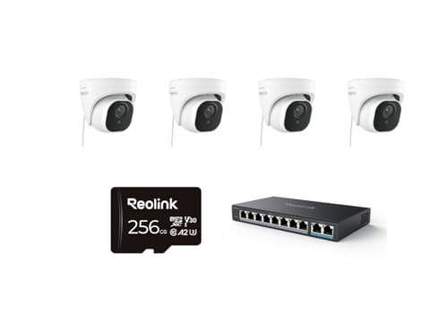 REOLINK 4K Wired Security Camera Outdoor System, IP Dome Surveillance Camera with Human/Vehicle Detection, PoE Switch wi - Detailed View