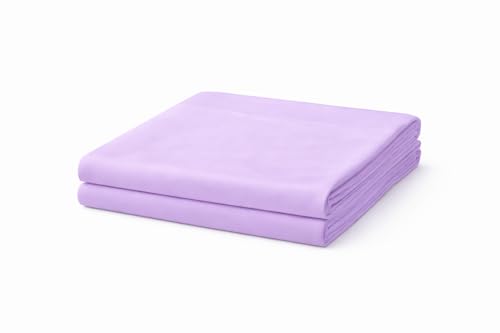 Image of HOMES-LINEN Flat Sheet Polycotton Blend Soft Easy Care Plain Dyed Bed Linen Durable Bedding Sheet (Lilac, Single)