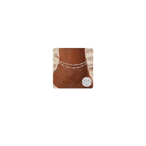 CASSIECA Silber Fußkettchen für Damen,925 Sterling Silber...