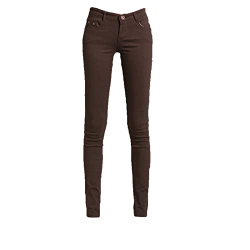 Mid Rise Skinny Jeans for Women Classic Stretch Slim Fit Denim Pants Casual Colored Slimming Tapered Jean (Brown,31)
