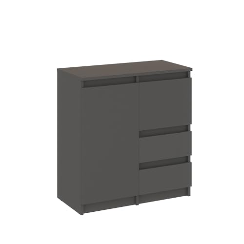 KOMTO Kommode mit 2 Türen und 2 Schubladen – Komodenschrank für Schlafzimmer, Wohnzimmer oder Flur | Sideboard Antrazit PIKO 2 70 x 35 x 74,5 cm