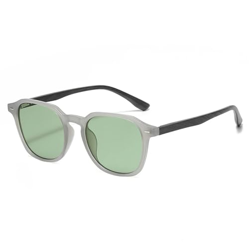 Lunettes de soleil rétro à rivets effet grain de bois protection UV400