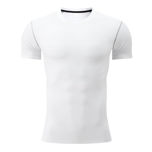 Sillictor Men's Short Sleeve Compression Top 3321 White