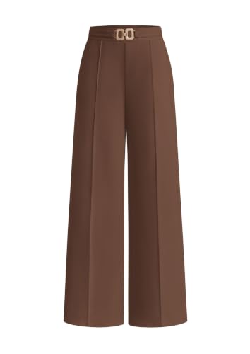 PRETTYGARDEN Women's High Waisted Dressy Casual Pants Brown,S
