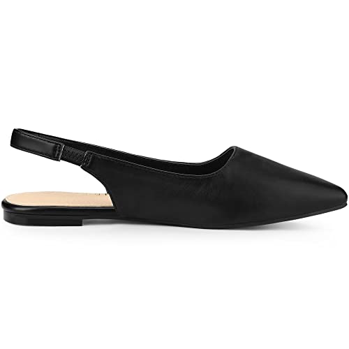 Allegra K Women's Pointed Toe Pumps Flat Black Slingback Pumps 7.5 M Us #TOP5