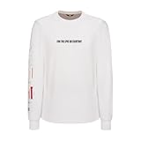 Audi Kaipola 86 T-Shirt Unisexe à Manches Longues, Coupe surdimensionnée, Blanc, Taille XL, 100% Coton, avec Poignets et caractéristiques Techniques du Motif de Saut