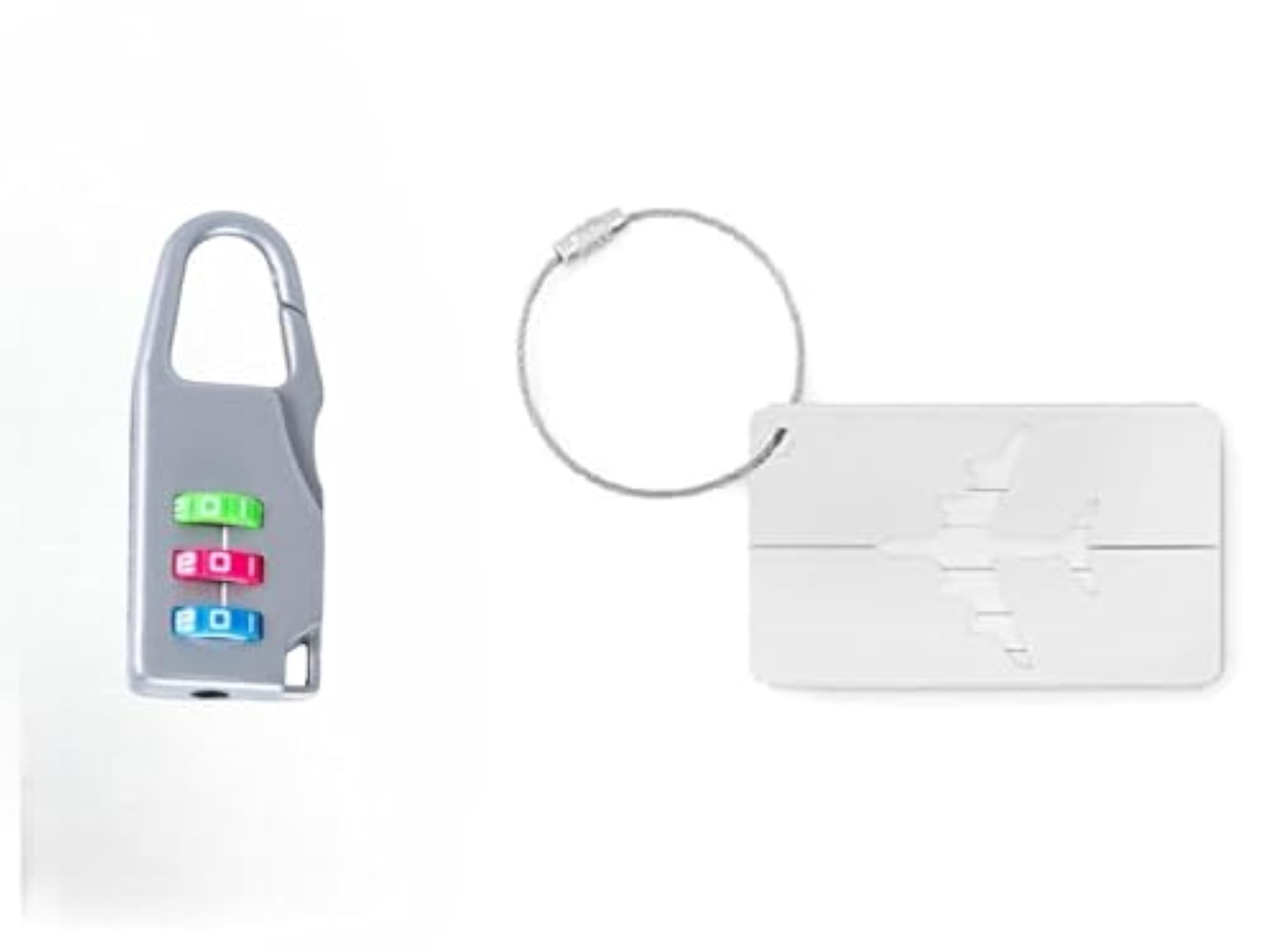 Travel Metal Luggage Tag and Combination Lock Set, Security