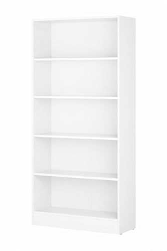 Image of DeckUp Muvo 5-Shelf Engineered Wood Book Shelf and Display Unit (White, Matte Finish)