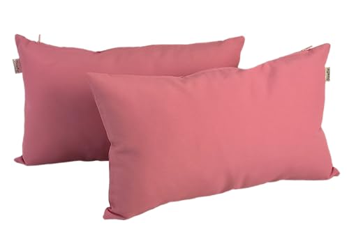 DiseLio | Pack 2 Fundas de Cojín Color Rosa 30 x 50 cm Loneta Algodón y Poliéster - Hechas en España. Decoración Textil Sostenible para Sofá, Cama y Otras Estancias de la Casa. (30x50 Rosa)