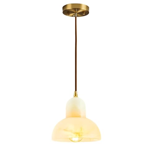 Lustre en marbre blanc et laiton élégant pour îlot de cuisine chic