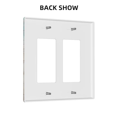 Decorative Outlet Covers Turtle Starfish Beaches Blue Wood Plank 2 Gang Wall Plate Double Rocker Two Switch Wall Cover Plate Jumbo Dual Gfci Faceplate for Bathroom Decor