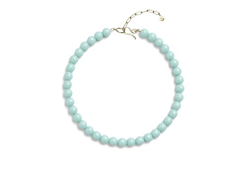 Collier de Perles d'Amazonite - Bijoux de Protection en Pierre Naturelle - Collier ras du cou en Pierre d'Abondance pour Femme - Collier Semi Précieux Fait à la Main