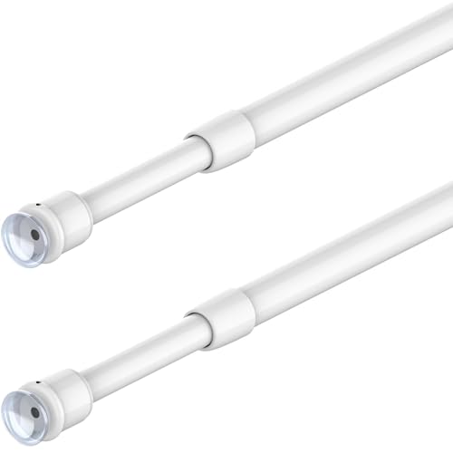 2 Stücks Bistrogardinenstangen Klemm Gardinenstange ohne Bohren Gardinenstange Klemmbar mit Saugnäpfen und Schrauben für Vorhänge,DIY, Bistro, kleines Fenster(80-120cm, Weiß)