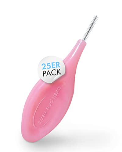 25 Stück: ORAL PREVENT Interdentalbürsten - Zahnreinigung für die Zwischenräume - Zahnzwischenraumbürste - Zahnstein-/Kariesprävention - Rosa - 0,40 mm - ISO 0