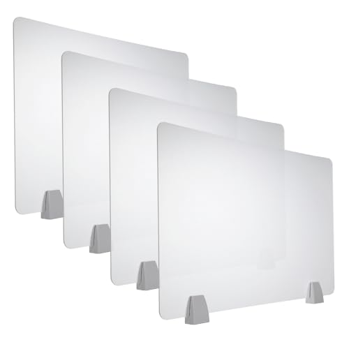 PATIKIL 40x60cm Desk Divider,4Set Desk Privacy Panel Acrylic Office Partition Boards Table Testing Dividers Panel Sneeze Guard Protective Shield for Office Kitchen Sink,Frosted Transparent