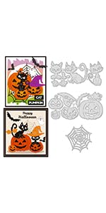 BEUNITONE Cortes de abóbora para gatos de Halloween, para fazer cartões, fantasma, abóbora, gato, co