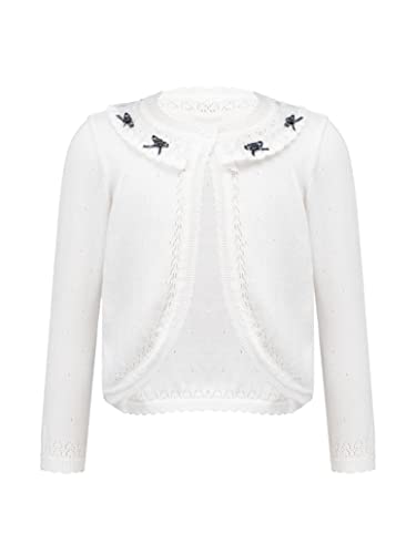 Little Girls Long Sleeve Bolero Shrug Lace Short Cardigan Long Sleeve Button Knitted Tops Type B White 3-4 Years