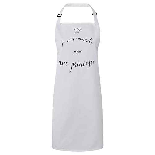 Tablier cuisine premium avec dessin couronne et message humoristique