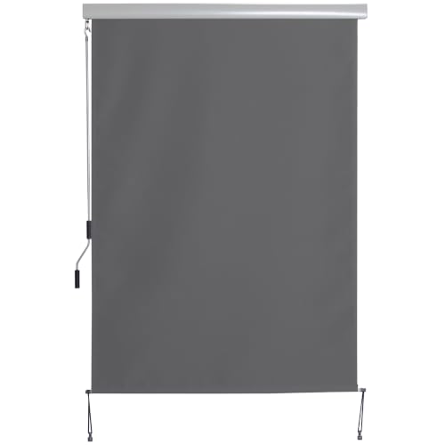 Outsunny Senkrechtmarkise Balkonmarkise Vertikalmarkise Windschutz Seitenrollo Sichtschutz mit Handkurbel Polyesterstoff+Aluminium Dunkelgrau 250 x 140 cm