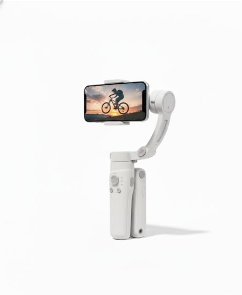 Image of M1 3-Axis Smartphone Stabilizer Gimbal, White, Foldable Design, Portable Video Recording