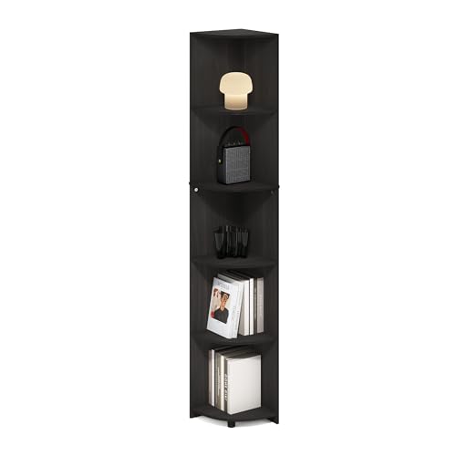Furinno ECON Corner Shelf, 5-Tier Corner Book Shelf, Storage Shelves, Display Rack, Bookshelf, for Organization and Storage, Living Room, Home Office, Espresso by Furinno - Used condition - CA$85.11