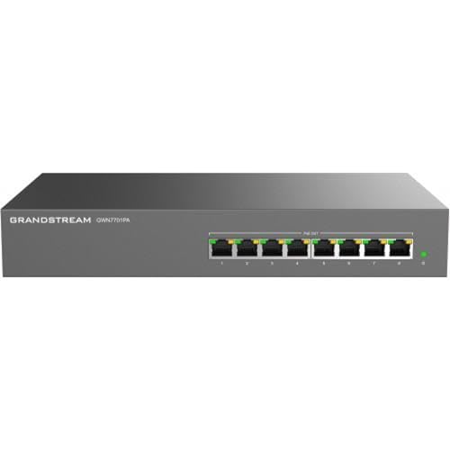 Image of Grandstream GWN7701PA | 8-Port Gigabit Ethernet Unmanaged PoE Switch | Plug & Play | Desktop /Rack-Mount | Metal Design