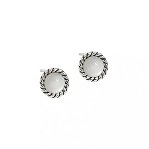 Boucles d'oreilles en argent sterling, puces géométriques en coquille blanche de luxe