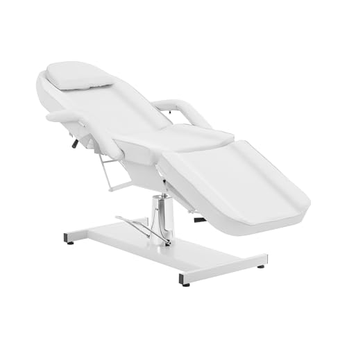 Physa Bienestar y Estilo de Vida physaCAPUA Camilla de cosmética Blanca 200 kg Mecanismo de elevación hidráulico Giratorio 360° Mesa de Tratamiento Blanca sillón de cosmética Mesa de Terapia m