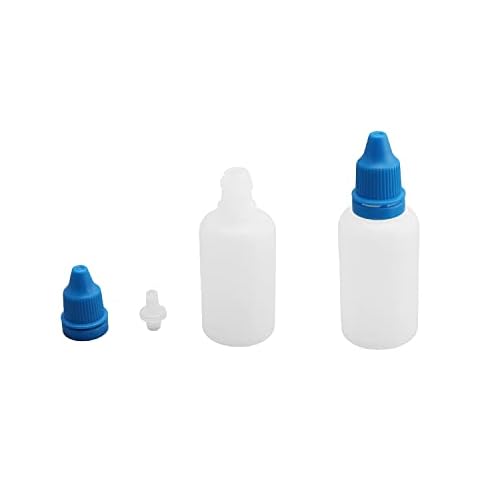 Bettomshin 30 ml PE-Polyethylen-Dünner Mund mit Tropfdüse, Labor-Reagenzflasche, Flüssigkeitsprobenversiegelung, durchsichtig, mit blauer Kappe, 20 Stück Cover