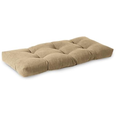ELFJOY Tufted Bench Cushion Thicken Patio Furniture Cushions Classic Solid Color Porch Swing Cushion Soft Bench Pillow with Non Slip Backing (36x16x4 inch Khaki Cover