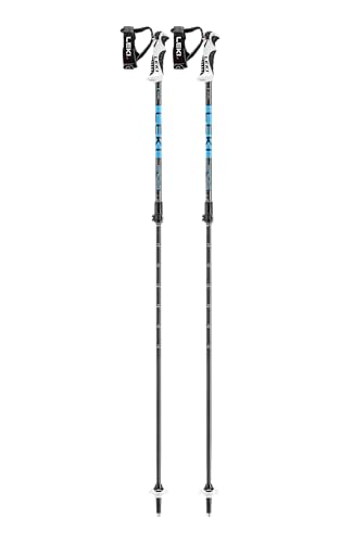 LEKI Kinder Drifter Vario S Skistöcke, Black-Cyan-Dark Anthracite, 90-120cm