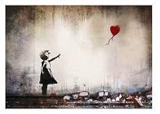 Stampa in Tela Canvas 100% QUALITà ITALIA - Banksy - Bambina - effetto Dipinto Idea Regalo Casa quadro cucina stanza da letto soggiorno (40x56 cm)