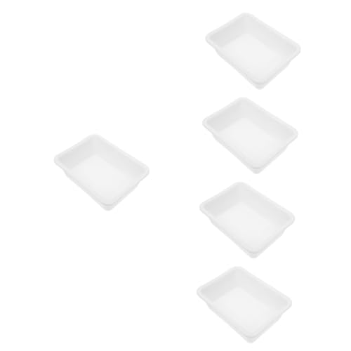 OSOLADY 5pcs 7cm Deep Experiment Tray White Plastic Chemical Storage Tray Leak-Proof Ideal for Tool
