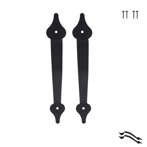 Image of 2-Pack 11 Inch Leaf Arc Barn Door Handle - Black Cast Iron Pull for Sliding Doors, Gates, Sheds, Fences, Closets - Indoor Outdoor Farmhouse Hardware